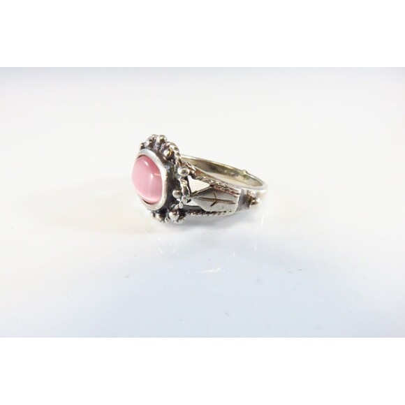 Vintage Pink Cat’s Eye Sterling Silver Ring, Size 6.25, Victorian Style - Picture 4 of 7